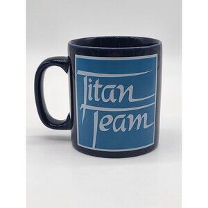 VTG KILN CRAFT Coffee Mug Cup  "Titan Team" Staffordshire England Blue Missile